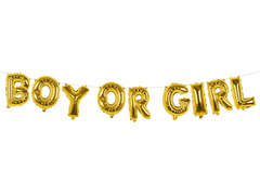 Balon foliowy girlanda Boy or Girl złoty - 4 m - 1 komplet
