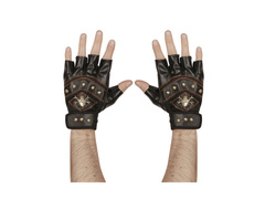 Skóropodobne rękawiczki bez palców z czaszką i piszczelami