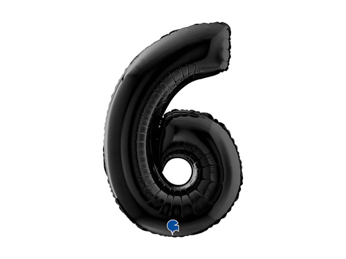 Balon foliowy cyfra 6 czarny - 26" - 1 szt.