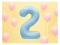 Balon foliowy cyfra 2 błękitna - 86 cm - 1 szt.
