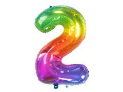 Balon foliowy cyfra 2 tęczowy - 86 cm - 1 szt.