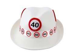 Biały kapelusz na 40 urodziny - 1 szt.