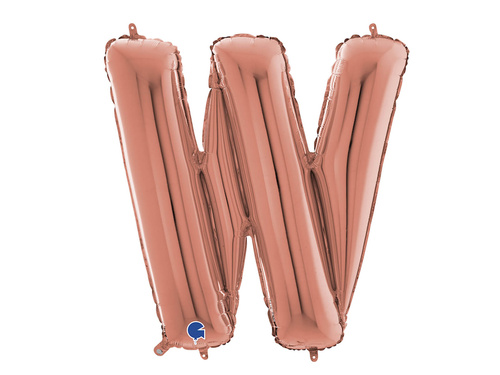 Balon foliowy litera W różowe złoto - 66 cm - 1 szt.
