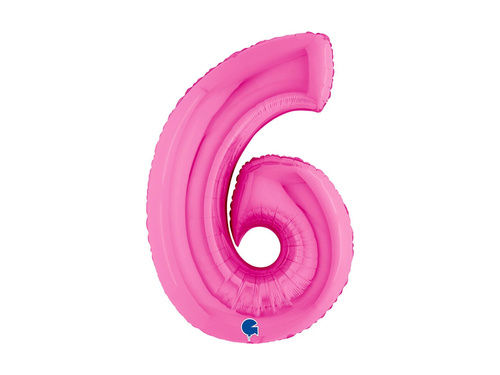 Balon foliowy cyfra 6 fuksjowy - 40" - 1 szt.