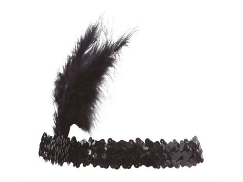 Opaska z piórem Retro czarna - 1 szt.