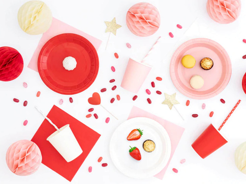 Talerzyki papierowe czerwone - 18 cm - 6 szt.