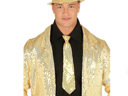 Krawat z cekinami złoty - 1 szt.