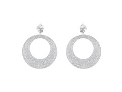 Kolczyki klipsy Koła srebrne brokatowe