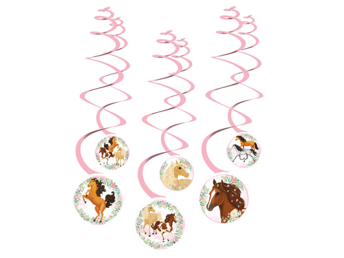 Dekoracja wisząca świderki Piękne Koniki - 6 szt.