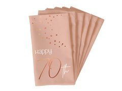 Serwetki urodzinowe różowe Happy 70th - 33 cm - 10 szt.