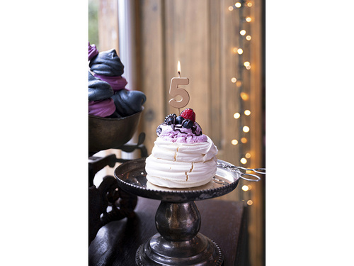 Świeczka cyferka pięć różowe złoto - 5 - 1 szt.