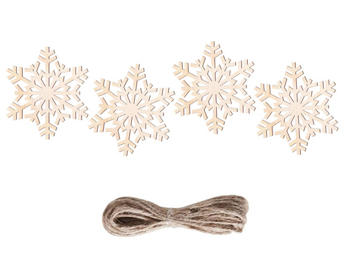 Girlanda drewniana Śnieżynka - 12 szt.