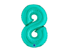 Balon foliowy cyfra 8 turkusowy - 14" - 1 szt.