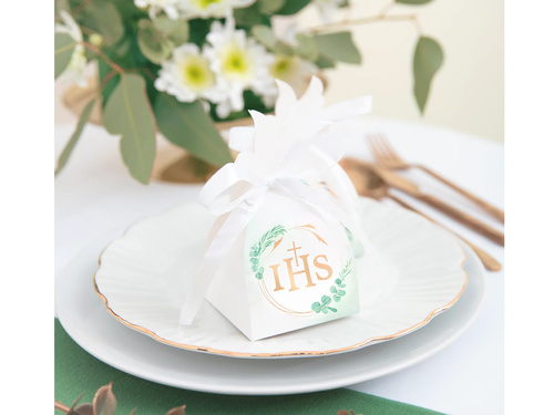 Pudełeczka dla gości na Komunię Świętą z eukaliptusem - 6 szt.