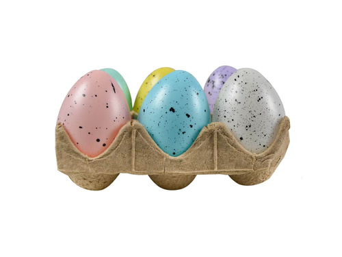 Pisanki kolorowe nakrapiane w wytłoczce - 5 cm - 6 szt.