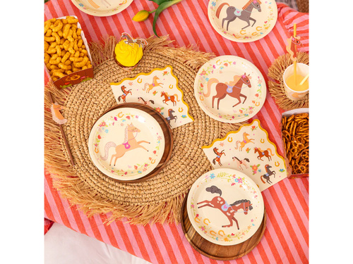 Zestaw kubeczki, serwetki i talerzyki papierowe Koniki - 22 szt.