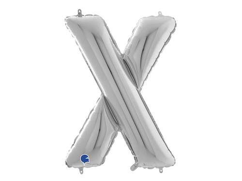 Balon foliowy srebrna litera X - 66 cm - 1 szt.