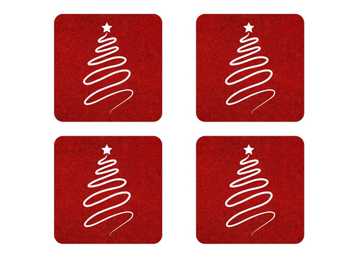 Podstawka kwadratowa pod kubek - Choinka - 10 cm - 4 szt.