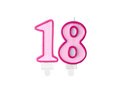 Świeczki cyferki różowe - 18 - osiemnastka - 2 szt.