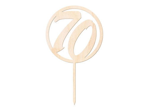 Topper drewniany na tort 70 urodziny - 1 szt.