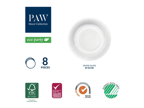 Talerzyki papierowe Róże - 18 cm - 8 szt.