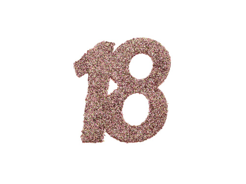 Brokatowa dekoracja stołu cyferka 18 różowe złoto - 6 cm - 6 szt.