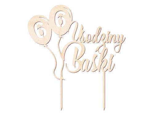 Topper drewniany na tort personalizowany Baloniki - 1 szt.