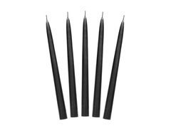 Świeca stożkowa czarna - 24 cm - 10 szt.