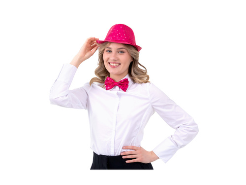 Mucha cekinowa różowa - 7 x 12 cm - 1 szt.