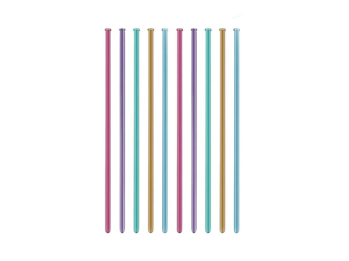 Modeliny, rurki - mix kolorów - chromowane - 10 szt. + pompka