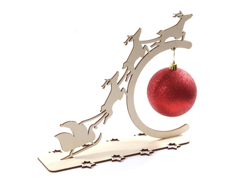 Stojak na bombkę z Mikołajem i reniferami - 21 cm - 1 szt.