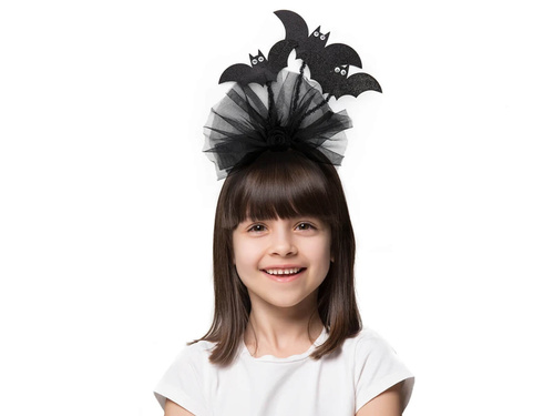 Opaska z tiulem i nietoperzami na Halloween - 1 szt.