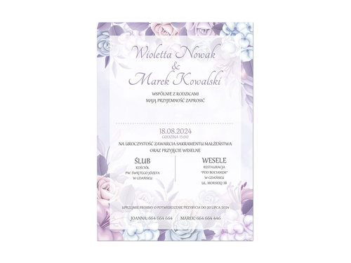 Zaproszenie personalizowane na ślub z kopertą - 8 szt.