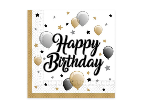 Serwetki urodzinowe baloniki i gwiazdki - 33 cm - 20 szt.