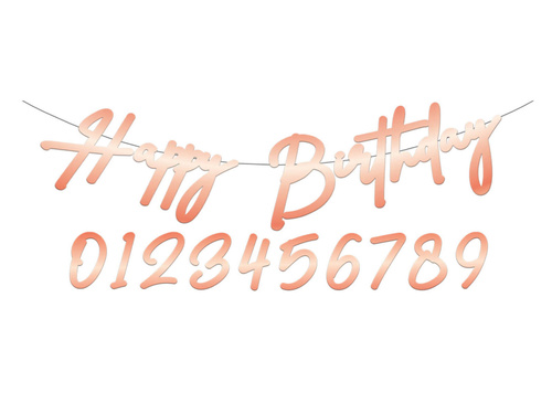 Baner Happy Birthday personalizowany różowe złoto - 100 cm - 1 szt.