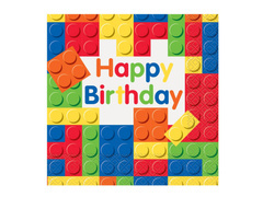 Serwetki urodzinowe Klocki - 33 cm - 16 szt.
