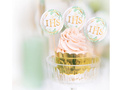 Pikery na tort IHS z zielonymi listkami na I Komunię Świętą - 6 szt.