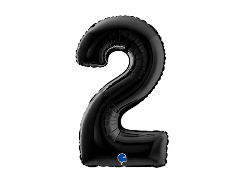 Balon foliowy cyfra 2 czarny - 26" - 1 szt.