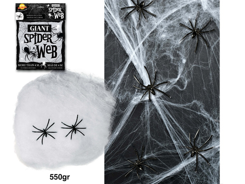 Duża pajęczyna z 4 pająkami - 550g - 1 szt.