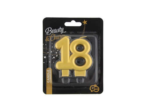 Świeczka na osiemnastkę metaliczna złota - 1 szt.