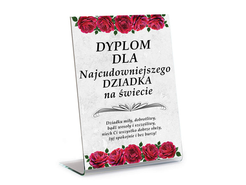 Dyplom Dla Najcudowniejszego Dziadka na Świecie w ramce - 21 x 29,7 cm