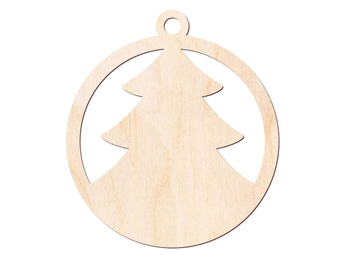 Zawieszka drewniana bombka z choinką - 11 cm - 1 szt.