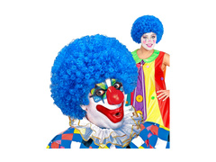 Kręcona peruka klauna jasnoniebieska włosy afro