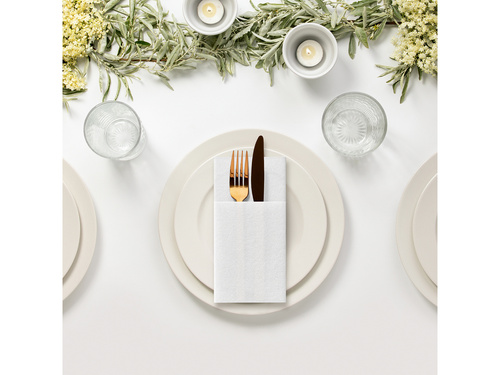 Kieszonki na sztućce Airlaid białe - 40 cm - 25 szt.