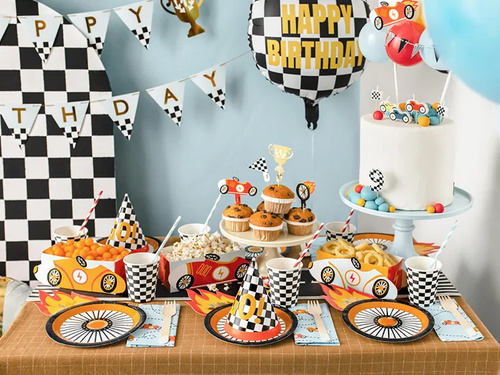 Talerzyki papierowe na urodziny Koło - 26,5 x 18 cm - 6 szt.