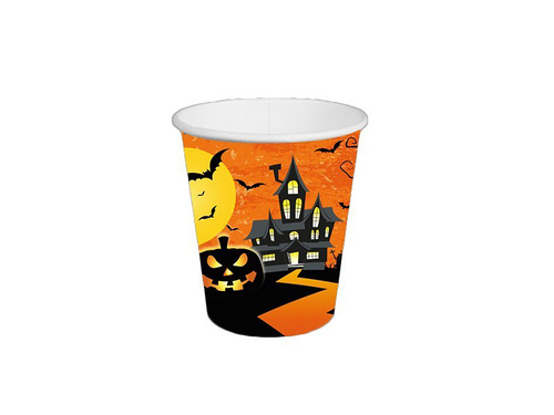 Kubeczki papierowe na Halloween Nawiedzony Dom - 250 ml - 6 szt.