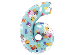Balon foliowy cyfra 6 Świnka Peppa - 49x72 cm - 1 szt.
