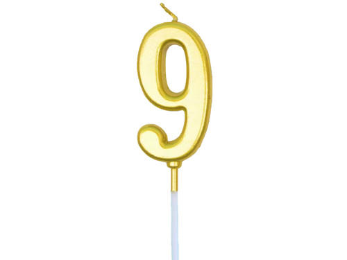 Świeczka cyferka złota - 9 - 1 szt.