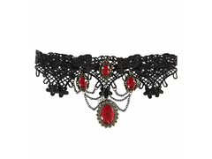 Naszyjnik gotycki z czerwonymi kamieniami - 1 szt.