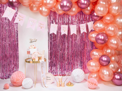 Kurtyna - zasłona na drzwi różowa metaliczna - 200 cm x 100 cm